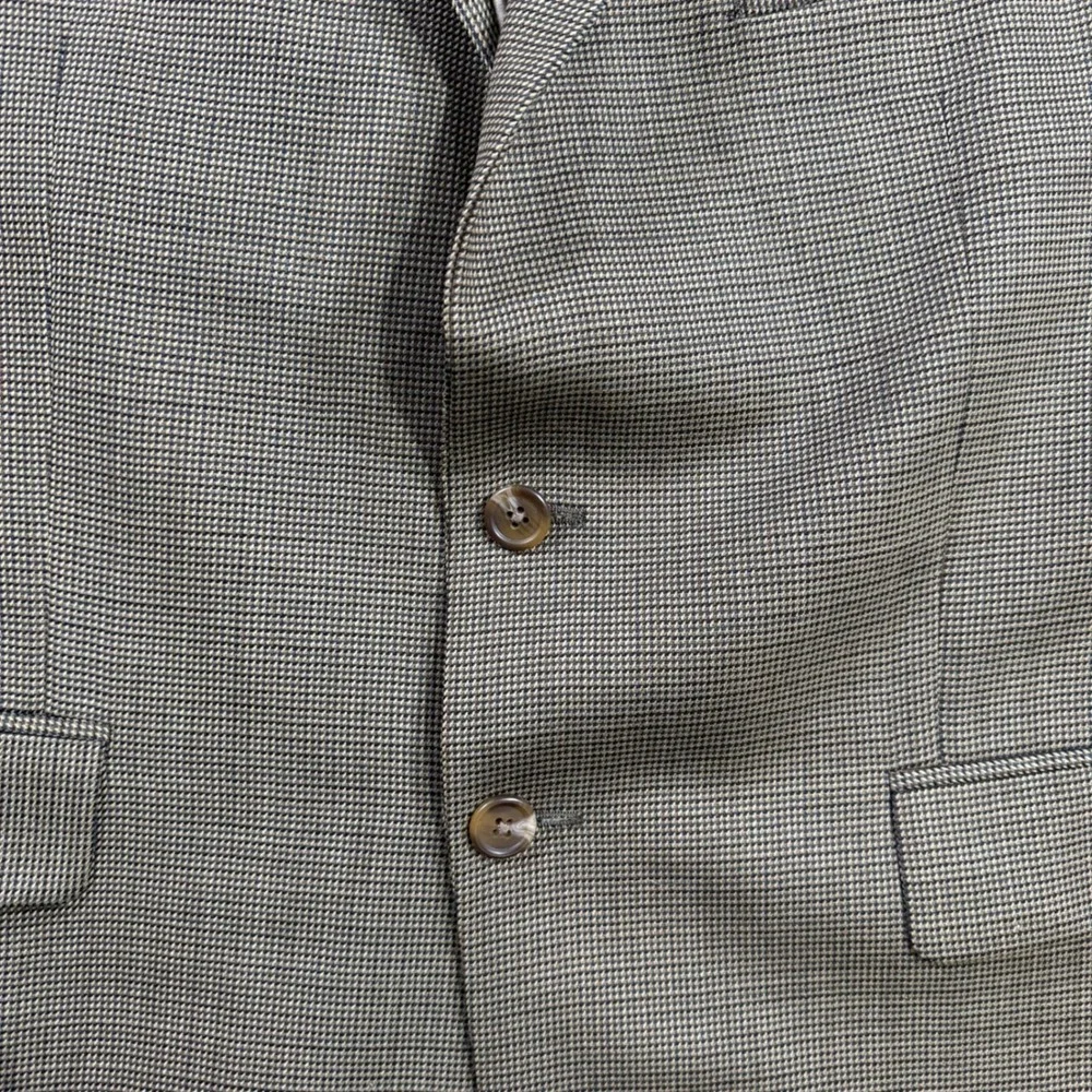 Franco Tassi Mens Pure New Wool Blazer Tan Olive Micro Houndstooth Sport Coat